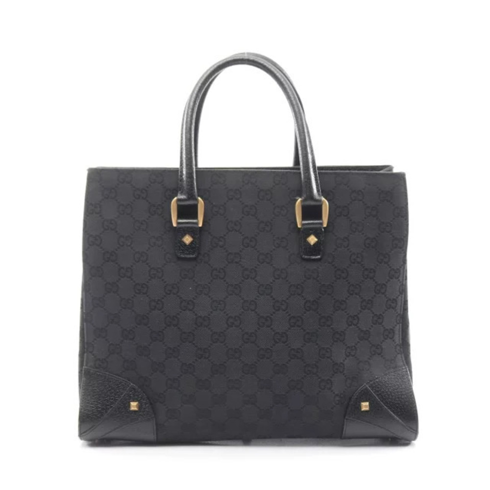 Gucci GG Canvas Handbag Leather Black
